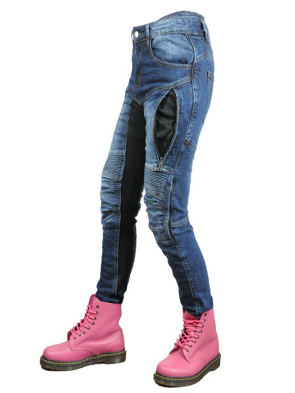 Volero motocicleta jeans Mujer verano malla transpirable alta cintura motocicleta pantalones de montar Kevlar silicona protectora
