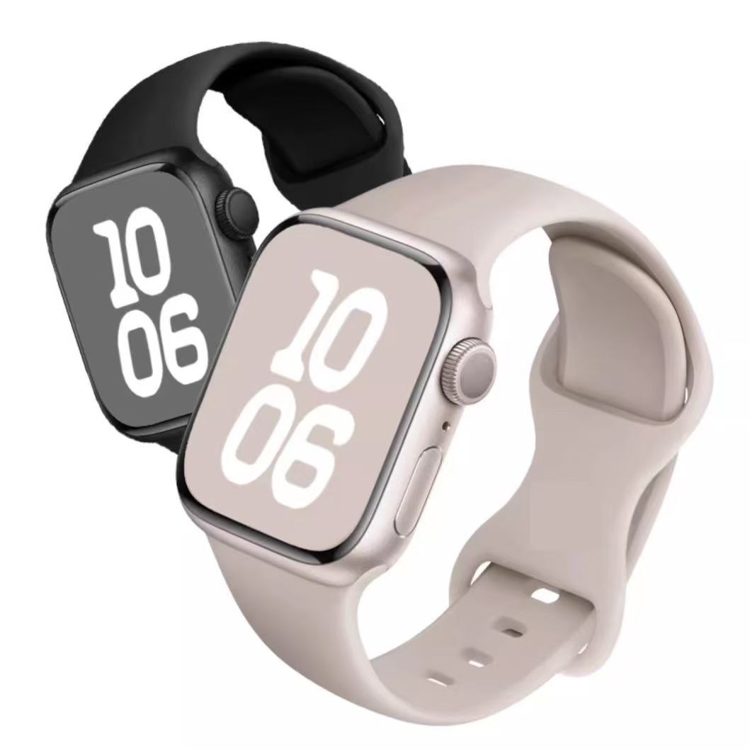 Suitable for Apple wristbands with 8-shaped clasp, butterfly clasp, single-color silicone Apple watch 5/6/7/9 silicone watch strap undefined
