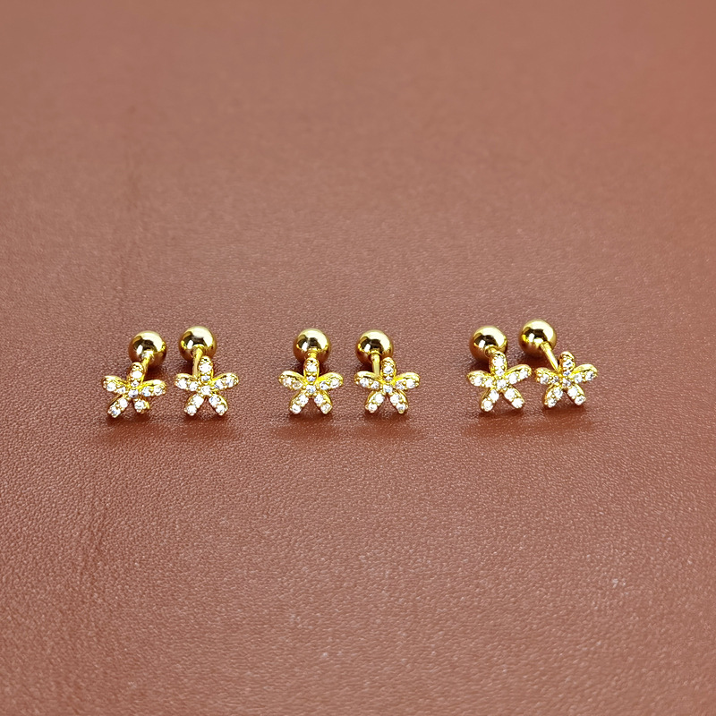 Oreja espárragos 2022 nueva moda flor tornillo giro sueño-libre Pick-libre nicho diseño Super Flash oreja hueso pendientes