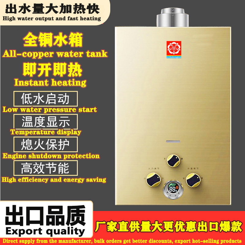 家用燃气热水器煤气天然液化气12升电池款强排平衡式海皇帝尔节能