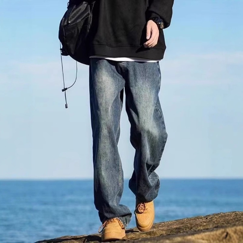 High Street Fashion Retro Straight-Leg American-Style Washed Vintage Autumn New Loose Men's Casual Pants Jeans for Men High Street Fashion Retro Straight-Leg American-Style Washed Vintage Autumn New Loose Men's Casual Pants Jeans for Men