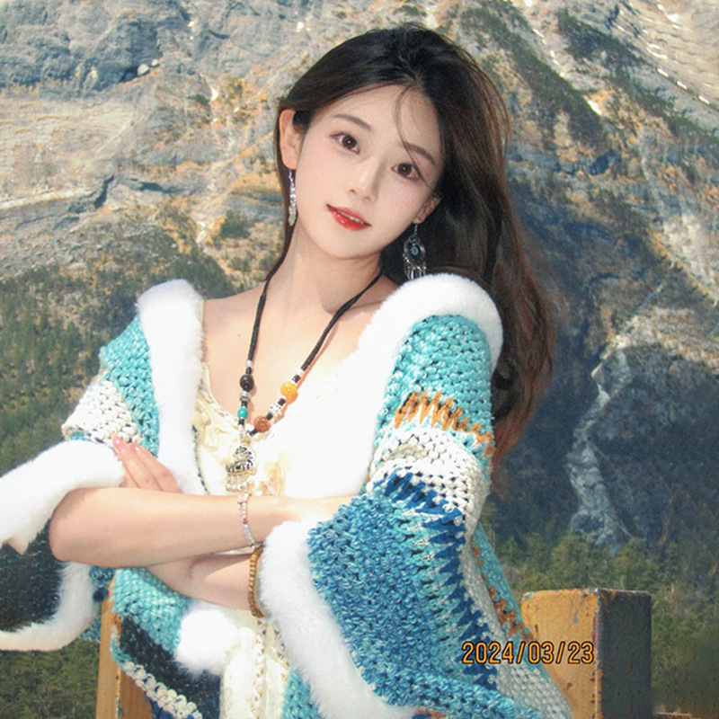 云南丽江民族风保暖披肩旅游披肩女新款旅游穿搭斗篷披风开衫外套|undefined