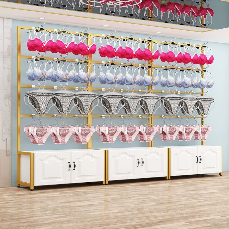 Стеллажи для нижнего белья, вешалки для бюстгальтеров и нижнего белья, настенные вешалки для пижам, витрина для одежды, золотая стойка для хранения с крючками