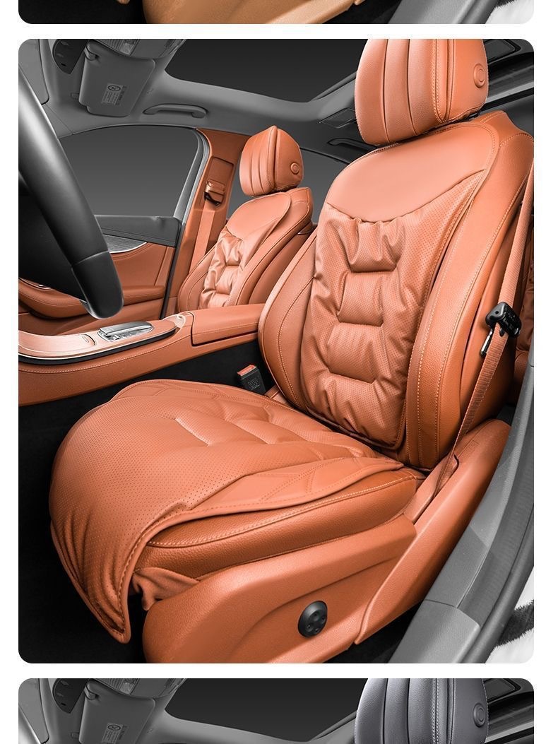 Car Seat Cushion Nappa Leather High-End Universal Breathable Seat Cushion Backrest Pad