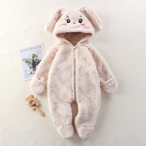 Baby Home One-Piece Suit Autumn/Winter Cute Cartoon Panda Rabbit Bear One-Piece Outing Plush Overcoat