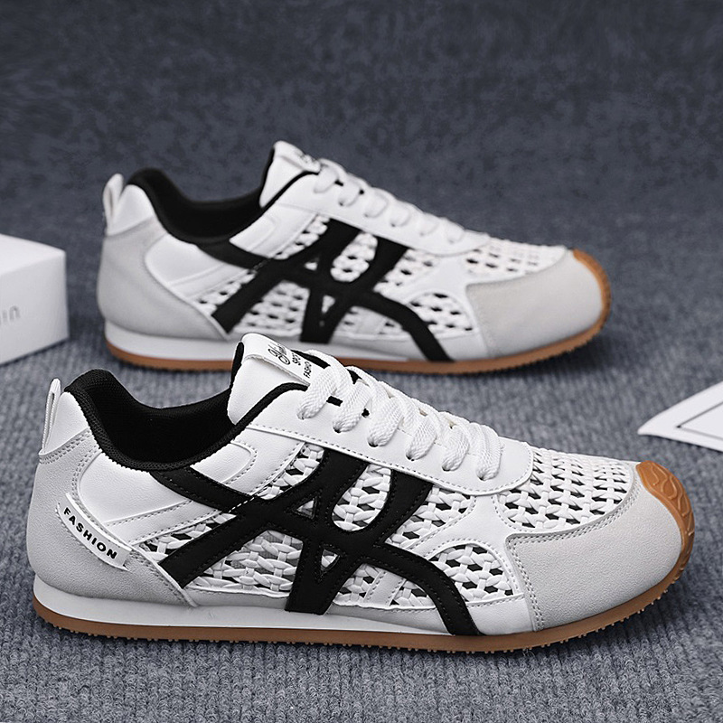2025 primavera y verano nuevos zapatos de entrenamiento de cuero para hombres zapatos deportivos casuales transpirables de malla gruesa image 5