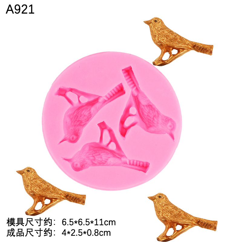 Pájaro DIY hornear 3 hoyos tridimensional pájaro forma Fondant pastel de chocolate epoxi molde de silicona