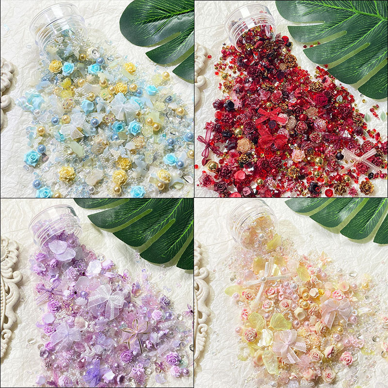 [Spring Explosions] Little Red Riding Book Same Card Brick Gravel Storm Flower Flower Broken Diamond Nail Art DIY Filling Decorations