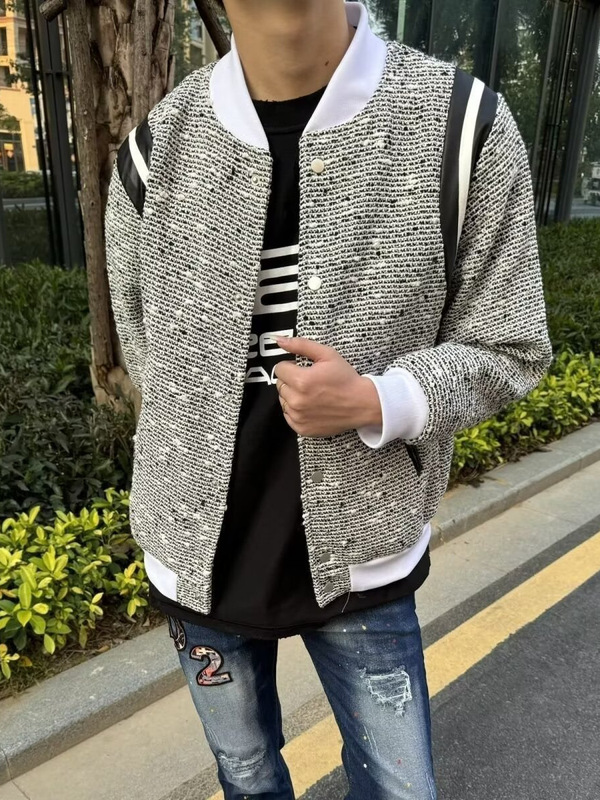 跨境夹克春秋设计宽松慵懒上衣美式情侣复古棒球服撞色编织外套|undefined