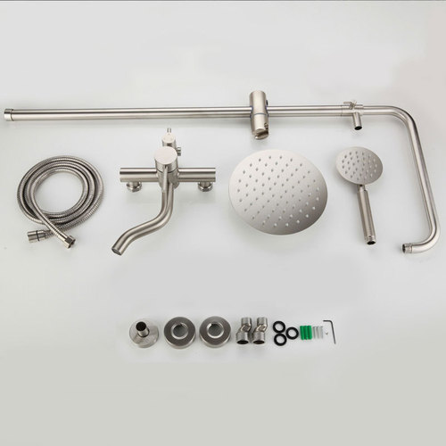 Manufacturer wholesale 304 stainless steel cross small plane three-speed shower set lift shower concealed installation