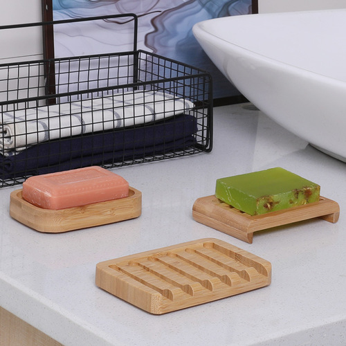 Bamboo hotel soap box with engraved LOGO bathroom soap rack storage box wholesale household drain soap box