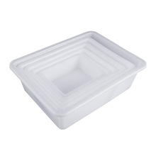 白色塑料收纳盒子长方形麻辣烫食品超市展示盒厨房冷柜冰盘保鲜盒