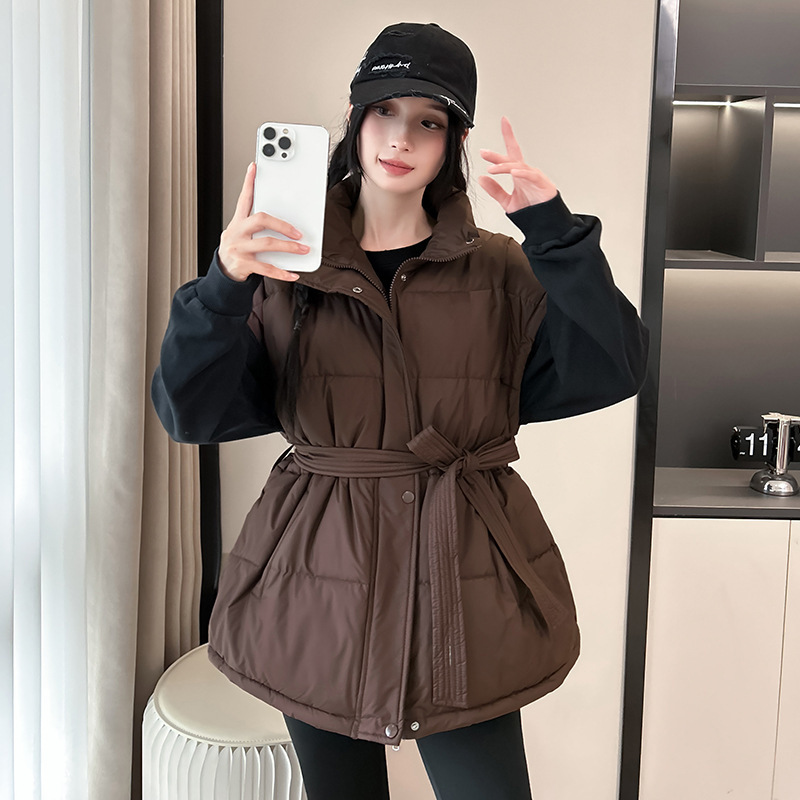 收腰棉马甲女2025新品韩版立领外穿小香风棉服背心坎肩外套潮马夹|undefined