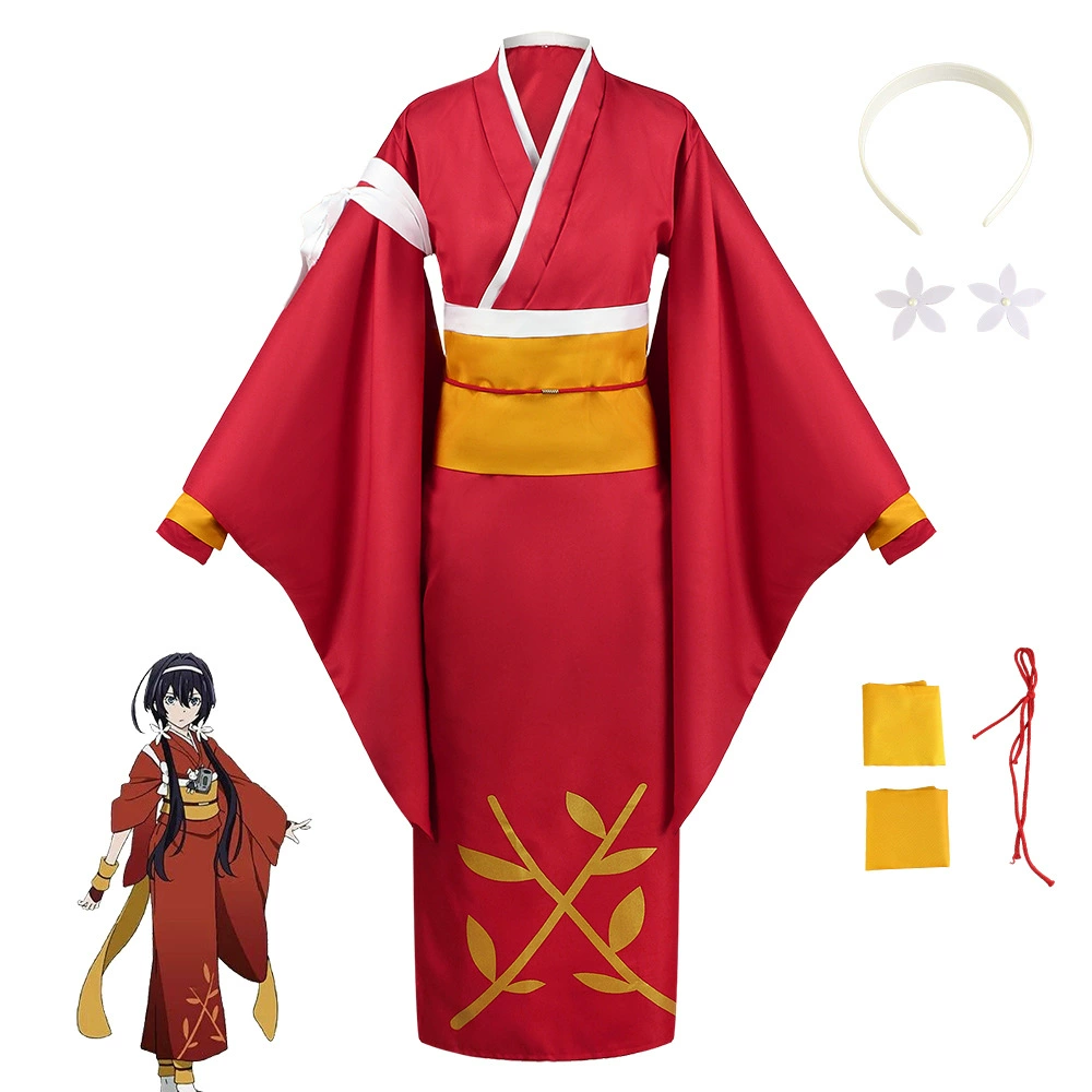 Костюм косплея Izumi Kyoka из Bungou Stray Dogs: красное кимоно-йоката, Изя Шираюки, косплей на сцене Izumi Kyoka