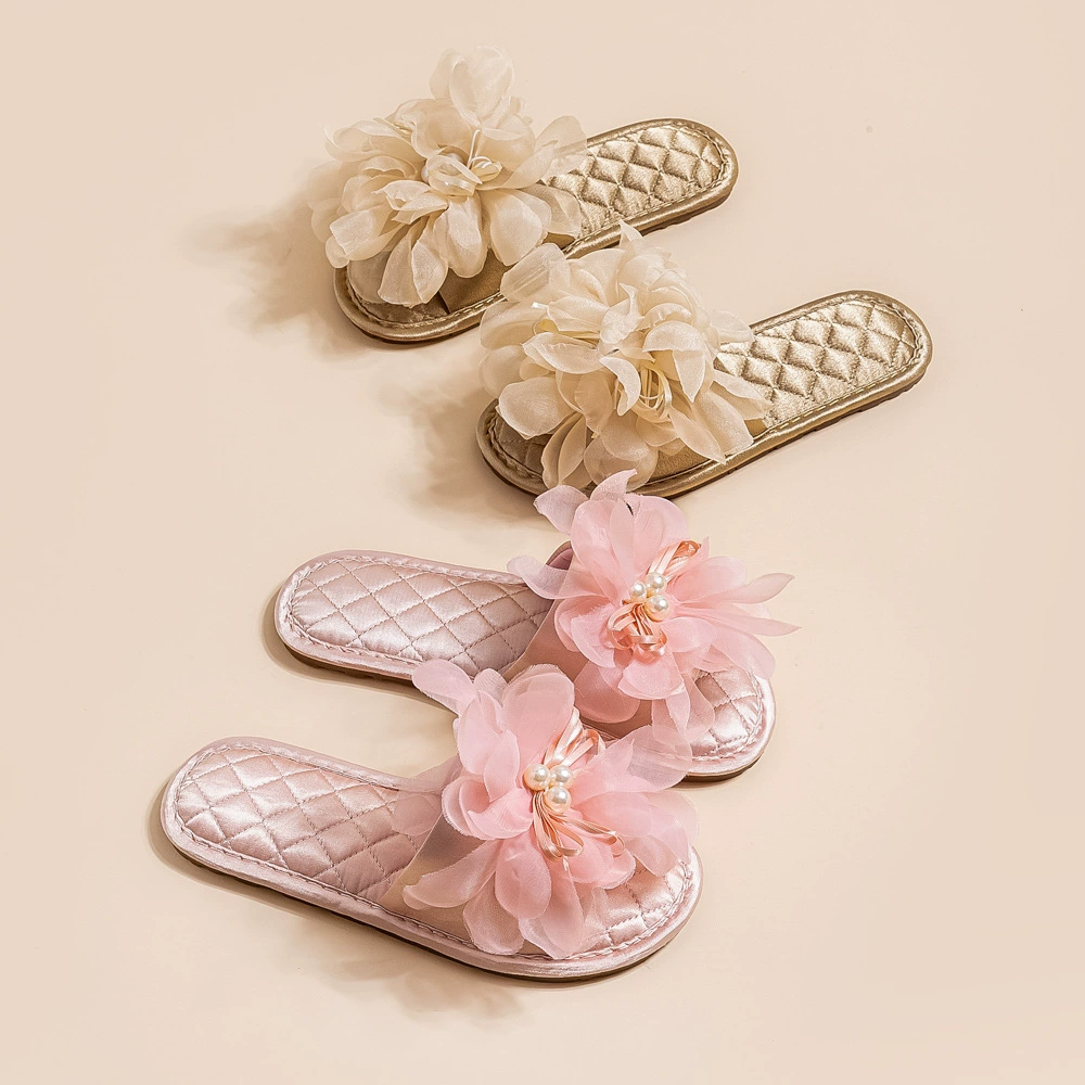 Женские холодные тапочки высокого уровня атласное слово жемчуг иностранные тапочки подружки невесты удобные фабрики прямые продажи