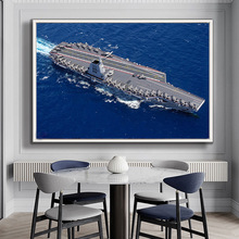 福建舰航母挂画中国海军山东辽宁航空母舰办公室卧室墙壁画纯手绘