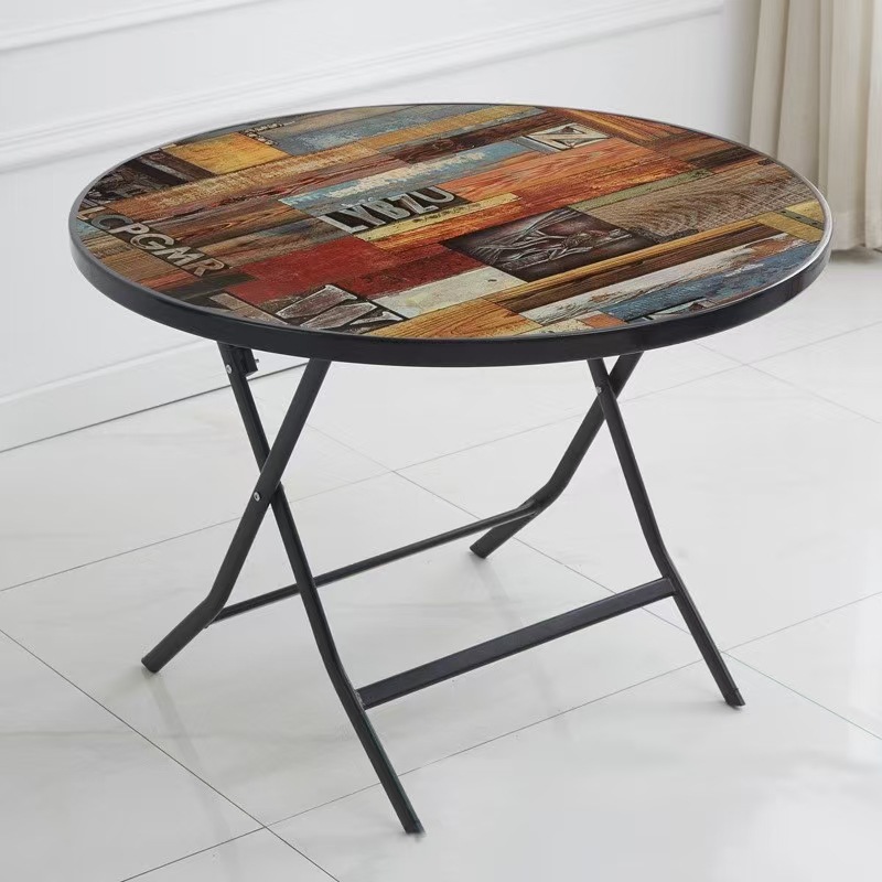 Mesa redonda plegable mesa cuadrada simple al aire libre mesa de comedor al por mayor mesa de alquiler de casa mesa de hierro forjado portátil cabina pequeña mesa cuadrada