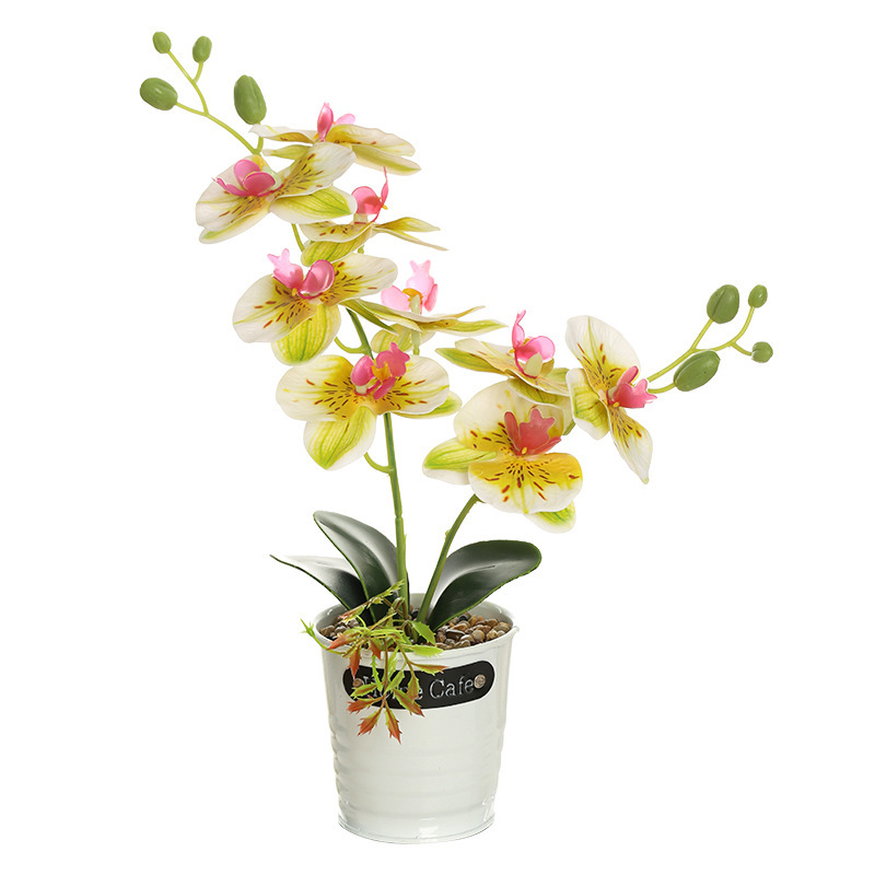 Fake Flower Iron Pot 3D impresión de película doble horquilla nueve flores orquídeas mariposa bonsai simulación de flores fabricantes directamente para decoración del hogar image 6