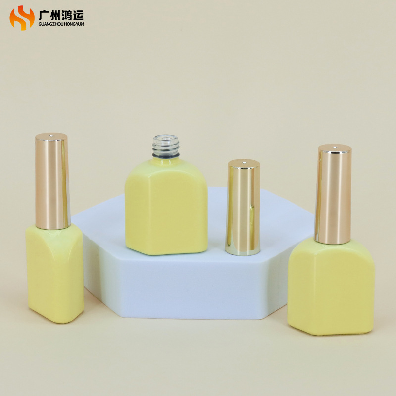 厂家直销12ml甲油胶瓶菱形遮光甲油胶玻璃瓶电镀喷涂指甲油包材