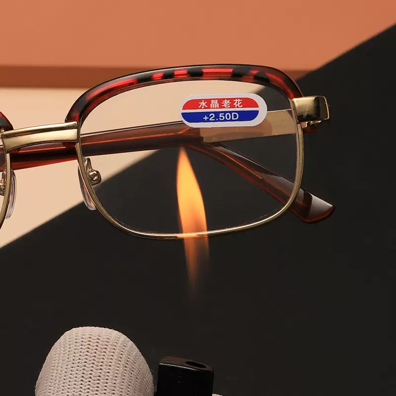 高清玻璃水晶老花眼镜 金属眉毛老花镜 地摊江湖舒适耐磨老人眼镜