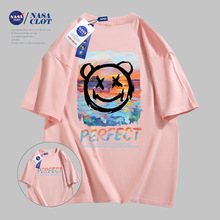 NASA联名2023夏季新款字母印花男女同款短袖纯棉情侣T恤