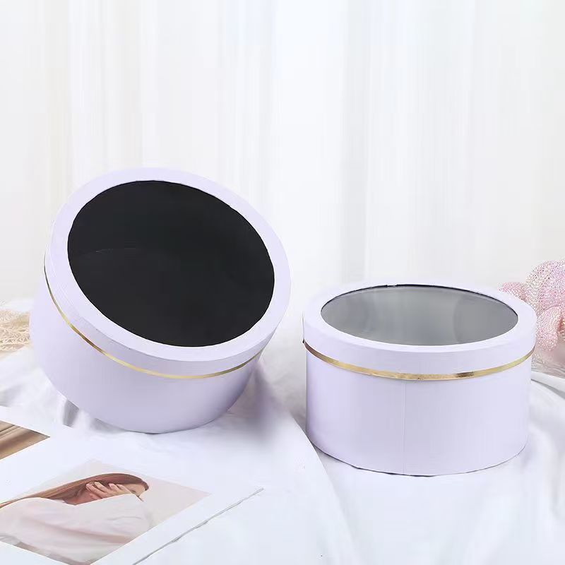 Caja de Regalo Redonda de Cristal para Flores, Caja Vacía para Frutas, Floristería, Ventana Transparente, Caja de Embalaje para Ramos de Boda con Asa