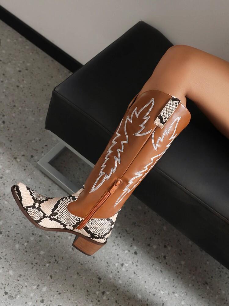 Women's plus-size fashion boots with round heads and high heels_voghion.com