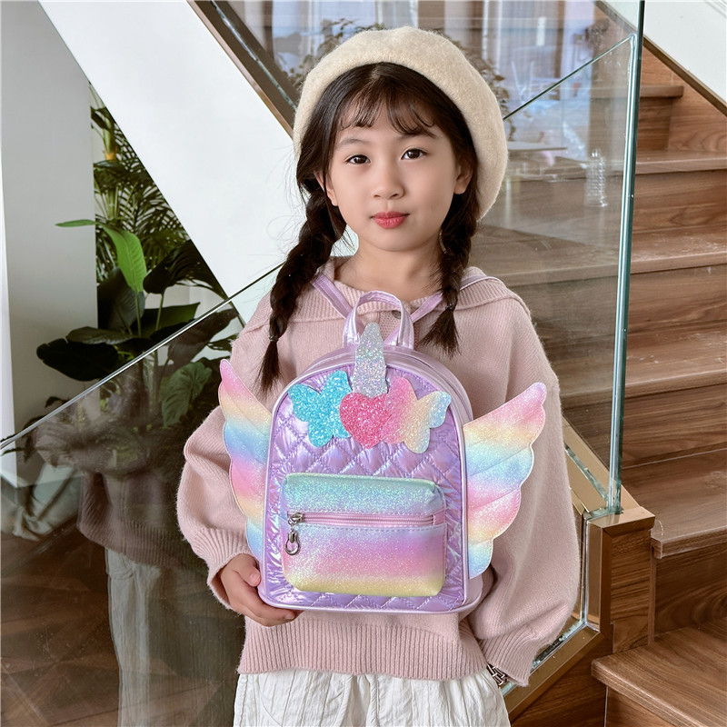 Arco de diamante extranjero bolsas escolares para bebés alas pequeñas de amor mochila de moda para niños y niñas mochila de sequillas de moda para niños