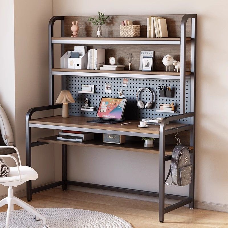 Perforated Board Modern Simple Desk Bookshelf Integrated New Student Study Home Work Stainless Steel Computer Table