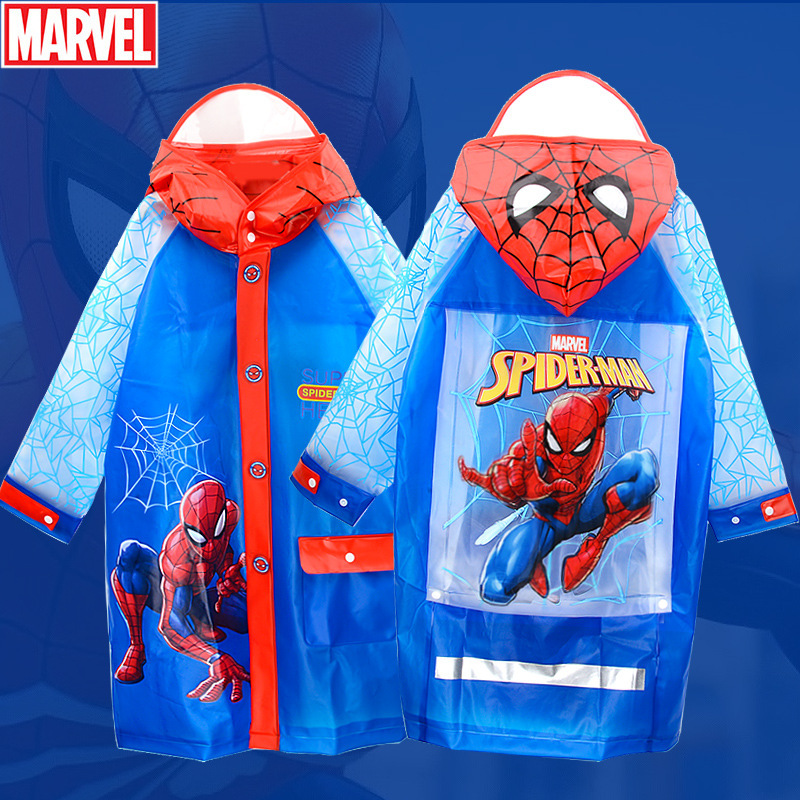 Disney Children's Long Raincoat Boys Spider-Man Boys No Odor with Schoolbag New Poncho for Students Disney Children's Long Raincoat Boys Spider-Man Boys No Odor with Schoolbag New Poncho for Students