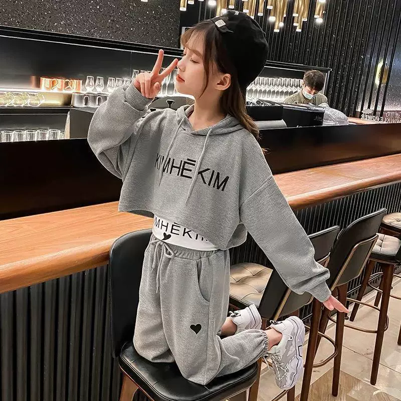 Осенняя Одежда для девочек Костюм 2021 новая детская одежда модная весной и осенью спортивная из двух частей прилив