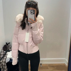 时尚毛领连帽羽绒服女2025冬季新款美式洋气辣妹收腰显瘦短款外套