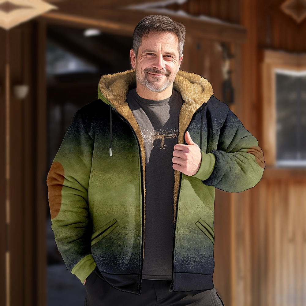 Patrón de multi-color transfronterizo europeo y americano impresión 3D Impresión digital suéter con capucha forro marrón Chaqueta de algodón acolchado