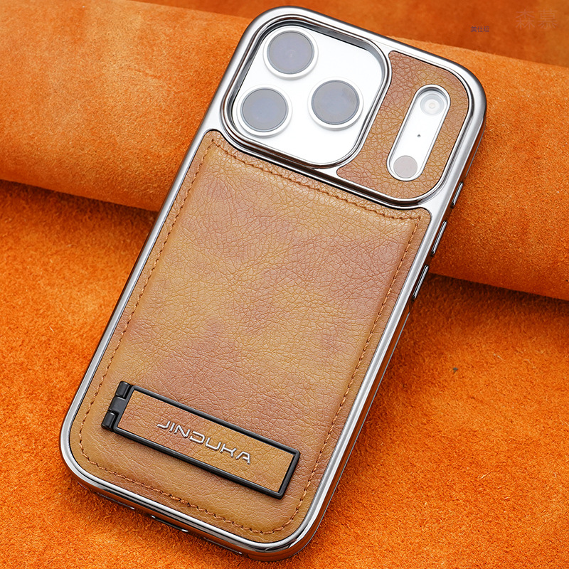 Ốp lưng điện thoại Apple 17 Pro Max, iPhone 16, 15 mạ điện toàn diện, chống rơi, da — [Giá đỡ D21 màu đen ★ Da phẳng】 Lỗ thấu kính lớn, [Giá đỡ D21 màu nâu nhạt ★ Da phẳng】 Lỗ thấu kính lớn, [Giá đỡ D21 màu xanh ★ Da phẳng】 Lỗ thấu kính lớn, Giá đỡ D21 màu xanh lá cây ★ Da phẳng】 Lỗ thấu kính lớn chi tiết 7