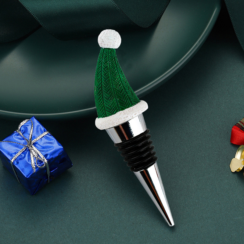 European and American Party Christmas Decoration Wine Stopper Zinc Alloy Resin Christmas Hat Creative Wine Stopper