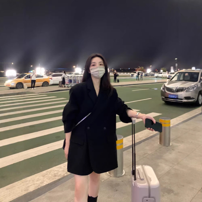 Oversize Black Blazer for Women, High-End Style, 2026 Spring and Autumn New Style, Loose Casual Silhouette, Plus-Size Suit