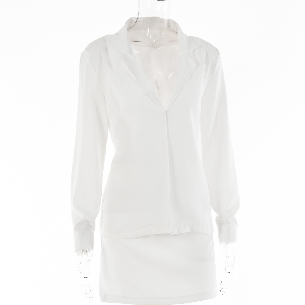 Nuovo abito estivo in tinta unita da donna sexy OL maturo hot girl cardigan con bottoni e gonna a vita alta_voghion.com