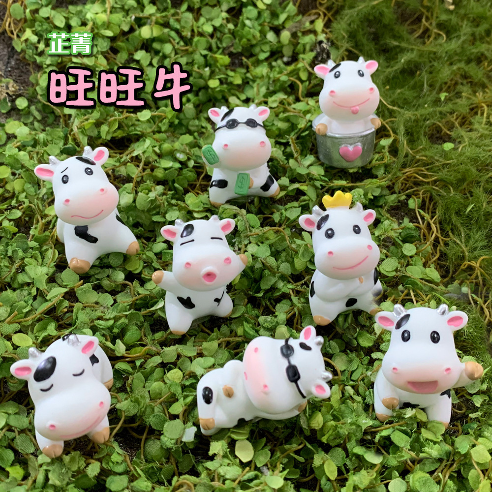 Creative Personalized Micro-Landscape Car Ornaments Animal Resin Car Accessories Bonsai Cute Cow Home Ornaments