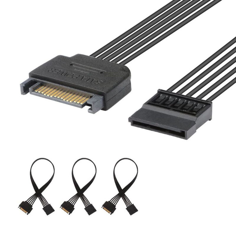 SATA 15p male to SATA 15p female black power splitter adapter cable serial power cable