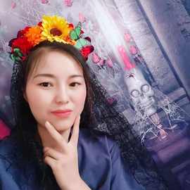 新款鬼节化妆头扣 菊花太阳花兰花蝴蝶发饰花环 万圣派对发箍