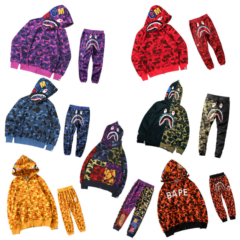 New Cardigan Hoodie 3D Digital Print Jacket Trousers suit Sweatpants Fashion Brand BAPE Shark Head Camouflage New Cardigan Hoodie 3D Digital Print Jacket Trousers suit Sweatpants Fashion Brand BAPE Shark Head Camouflage