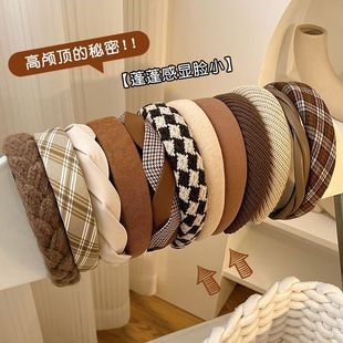 Headband for Women with Round Faces, Face-Washing and Hair-Pressing Headband, Forest-Style Fairy Beauty 2024 New High-Crown Hair Travel Headband
