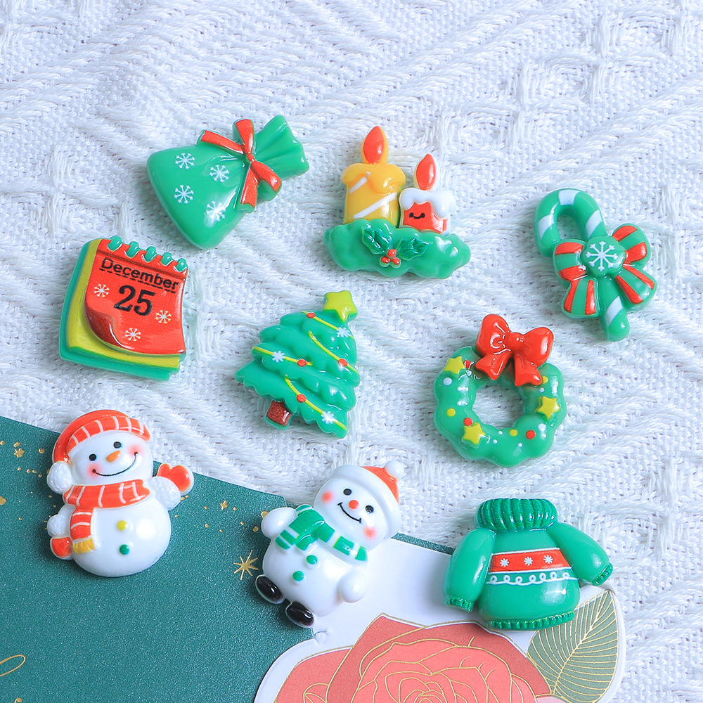 Santa Claus dibujos animados DIY crema pegamento resina accesorios epoxi teléfono caso tocado horquilla hebilla del zapato material de la joyería image 5