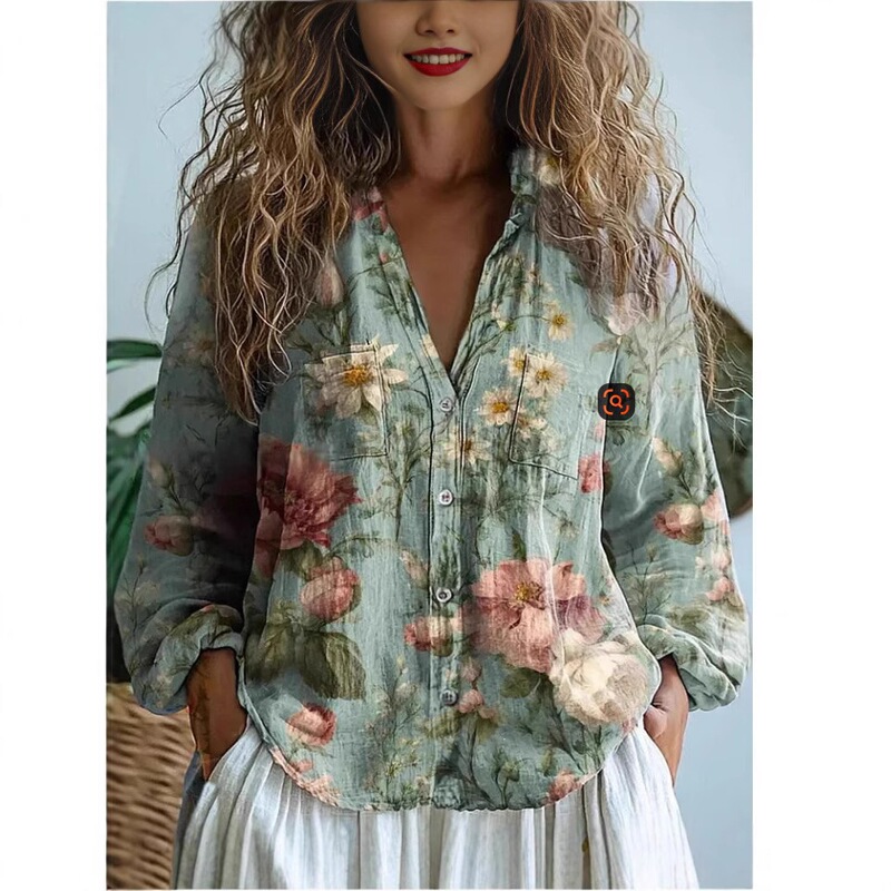 (Two Pockets) New Summer European Hot-Selling Style 3D Printed Abstract Pattern Women's Long-Sleeve Shirt, One Piece Available for Custom Design (Two Pockets) New Summer European Hot-Selling Style 3D Printed Abstract Pattern Women's Long-Sleeve Shirt, One Piece Available for Custom Design