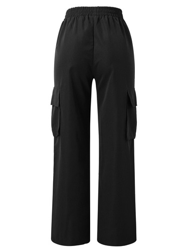 Pants, women's wide-leg street casual overalls, pockets, high-waist straight, American e-commerce casual
