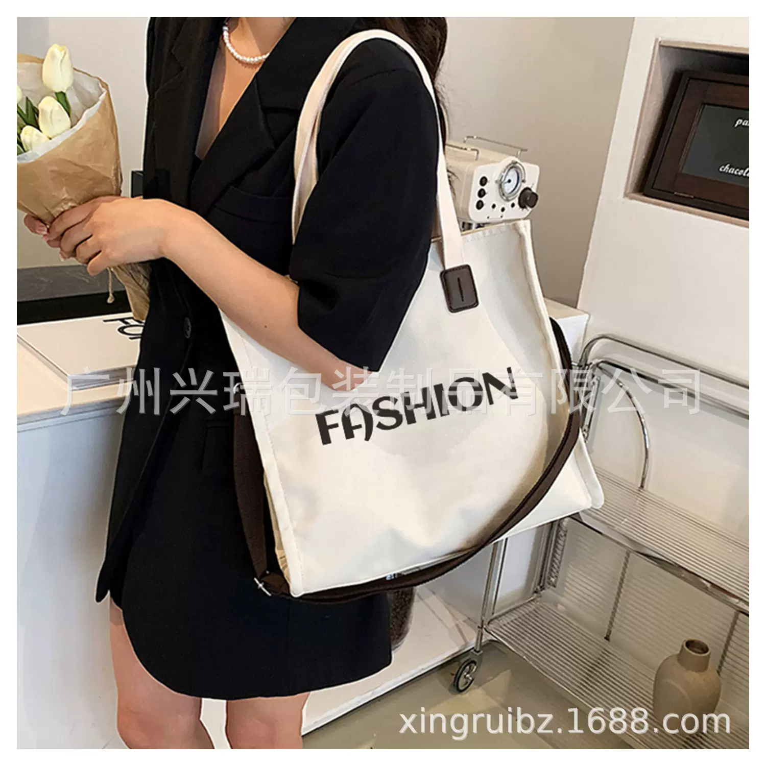 大容量帆布包托特包定制通勤单肩包印花全棉购物袋百搭女士手提袋