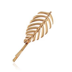 Temperament European and American style three-dimensional leaf alloy one-word clip hairpin side clip Golden Leaf Hair Accessories Wholesale