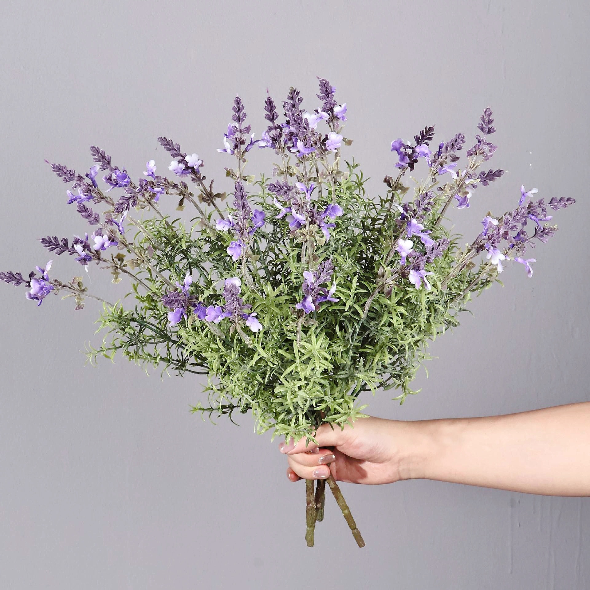 Lavender Provence Artificial Flower 7-Prong Bouquet Home Decoration Floor Flower Arrangement Wedding Floral Decoration Flower Fake Flower