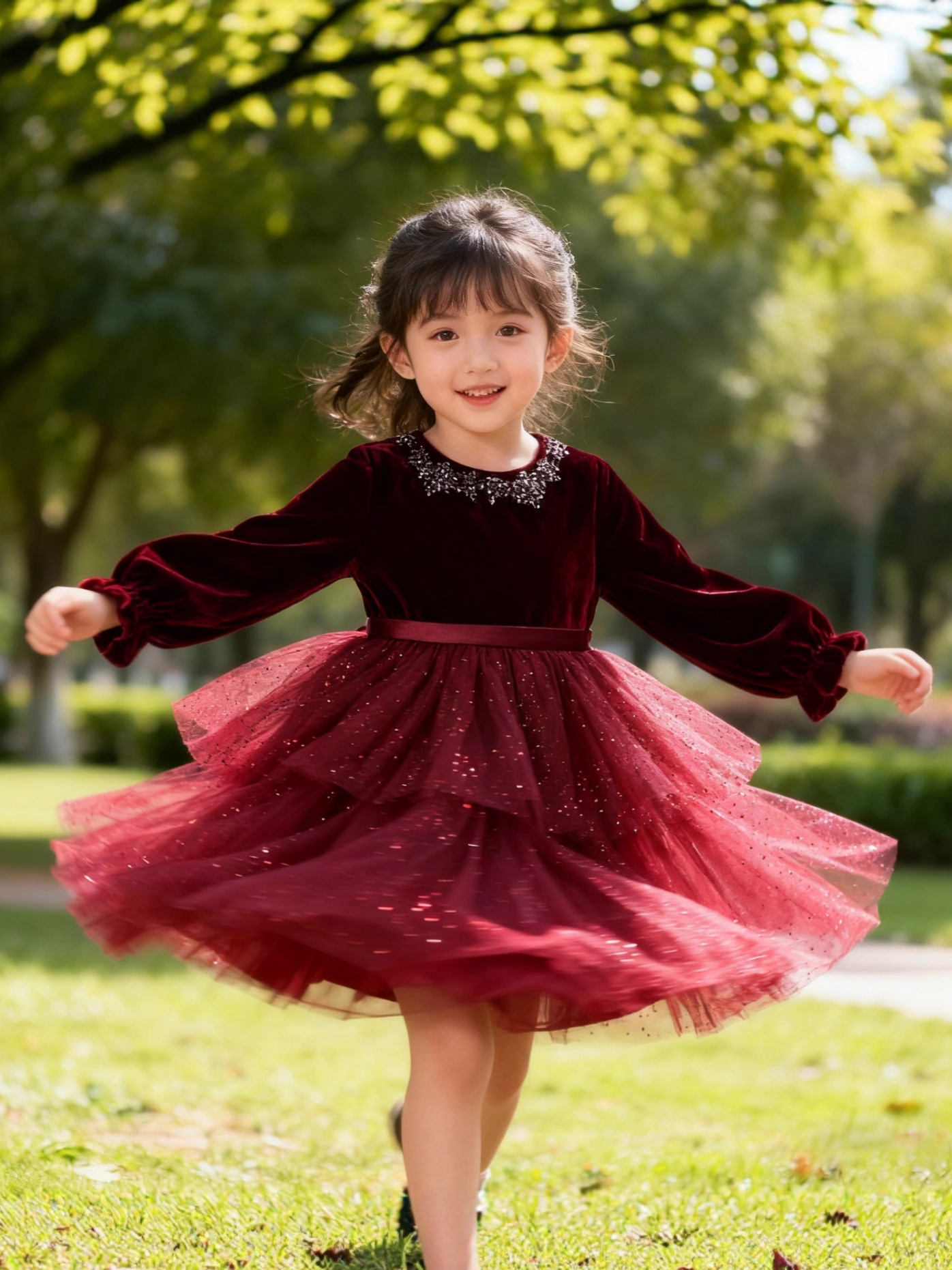 Otoño y invierno nuevo vestido de niña transfronterizo venta rápida explosiva coreano veludo espectáculo de cumpleaños vestido corto de princesa