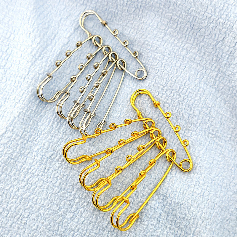 In-Stock Stainless Steel Three-Loop Safety Pin Anti-Exposure Waist Buckle Pin Safety Pin Brooch DIY Pendant Accessory